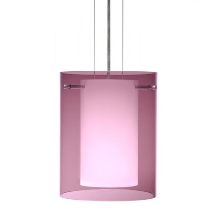 Besa Lighting Besa Pendant Pahu 8 Satin Nickel Transparent Amethyst 1x100W Medium Ba 1KG-A00607-SN